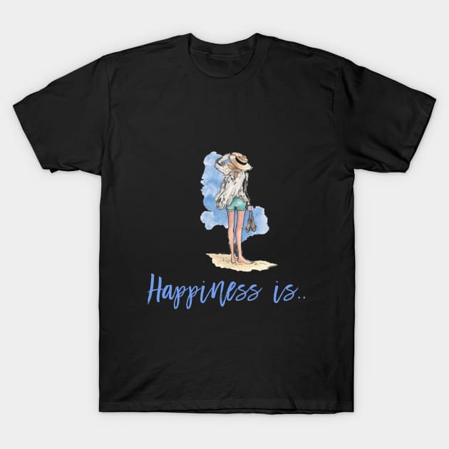 Girly Happiness is on the beach cute T shirt T-Shirt by nounejm